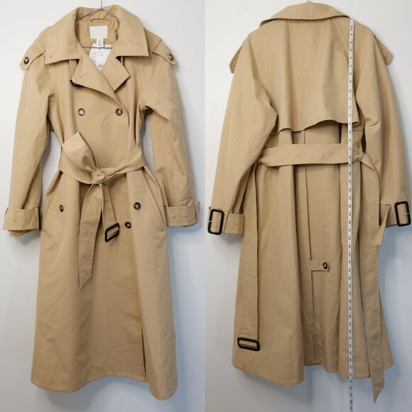 NWT H&M A-Line Trench Coat XS Beige - Picture 2 of 3